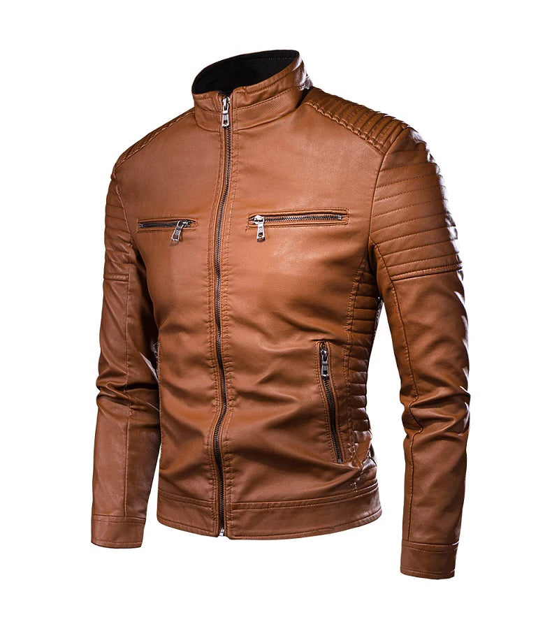 Chaqueta de cuero vintage informal para hombre, diseño de moda de primavera y otoño, con bolsillo para motociclista, talla 4XL-M, 2021