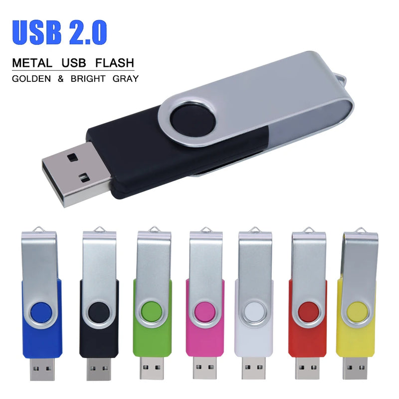 Unidad flash USB de 32 GB, 16 GB, de metal, giratoria, portátil, de 64 a 128 GB, con USB 2.0