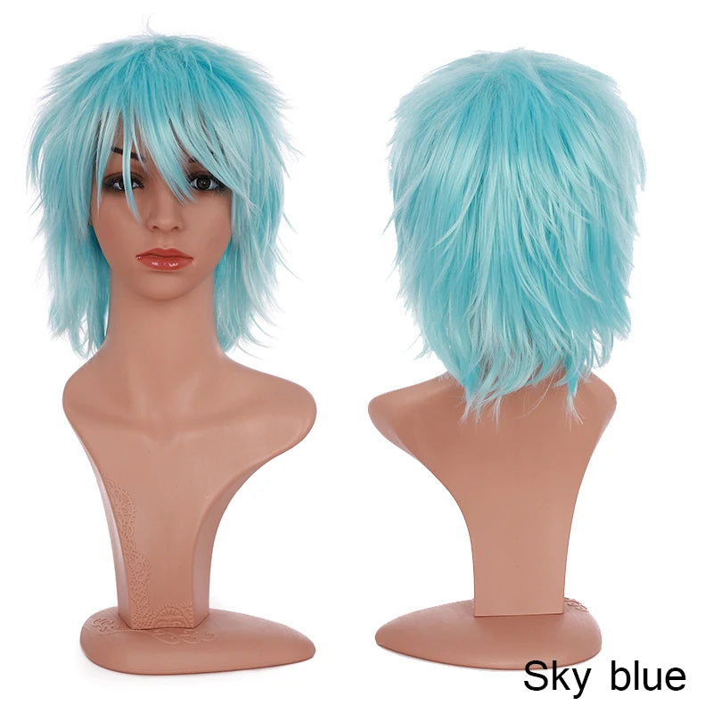 BENIHAIR Synthetic Wig Cosplay Wig White Red Green Blue Pink Yellow Hair Short Layered Wig Fake Hair Extension Men Women Party Wig