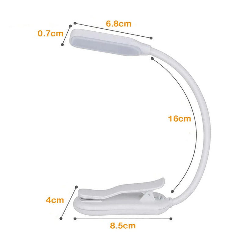 Rechargeable Book Reading Light Lamp, LED Book Light for Reading in Bed - Eye Caring Adjustable Brightness 3 Color Temperatures