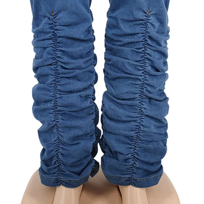 Plus Size Sets Clothing Women Two Piece Set Fall Outfits Long Sleeve Denim Coat and Jeans Stacked Pant Dropshipping Wholesale