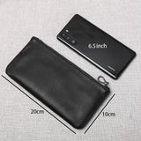 ZRCX Men's Genuine Leather Long Zipper Wallet First Layer Cowhide Youth Ultra-Thin Handbag Wallet Trendy Brand Simple Wallet
