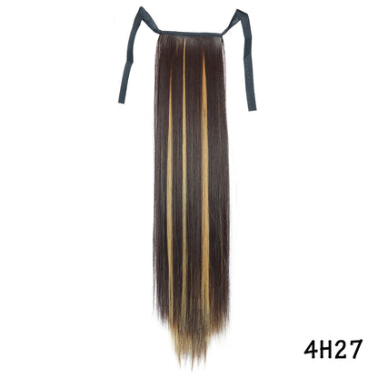 32inches Synthetic Ponytail Hair Extension Clip in Fake Wig Hairpiece Blonde Wrap Around Pigtail Long Smooth Overhead Pony Tail