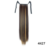 32inches Synthetic Ponytail Hair Extension Clip in Fake Wig Hairpiece Blonde Wrap Around Pigtail Long Smooth Overhead Pony Tail