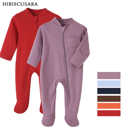 Ropa para bebé recién nacido 100 % algodón, mono de color liso con cremallera, para primavera, para niño y niña