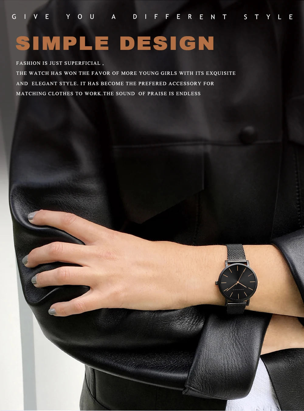HANNAH MARTIN Women Watch Nordic Minimalist Japan Quartz Movement 3Bar Waterproof Women 36mm Full Rose Gold Dropshipping Watches