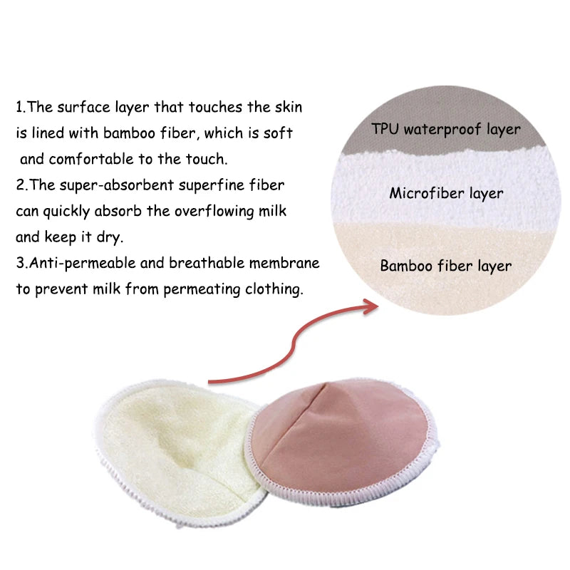 Discos absorbentes reutilizables para lactancia materna, 2 estilos, 4 pares, 3 capas, lavables, suaves, de fibra de bambú, accesorios para sujetador posparto.