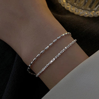Pulsera de plata de ley 925, accesorio de joyería de doble capa 