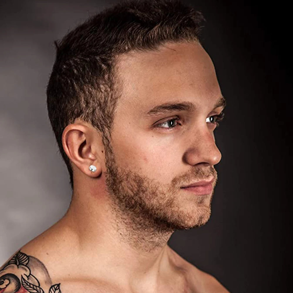 2 pendientes góticos estilo punk de acero inoxidable con forma de mancuerna para hombre y mujer, estilo hip hop, rock, hipoalergénicos. 