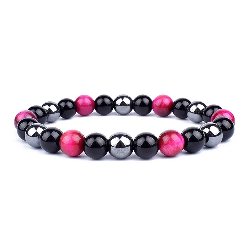 Pulseras de cuentas de obsidiana negra natural, hematita, ojo de tigre, para hombres, protección magnética de la salud, joyería para el alma de las mujeres, pulsera para hombre 