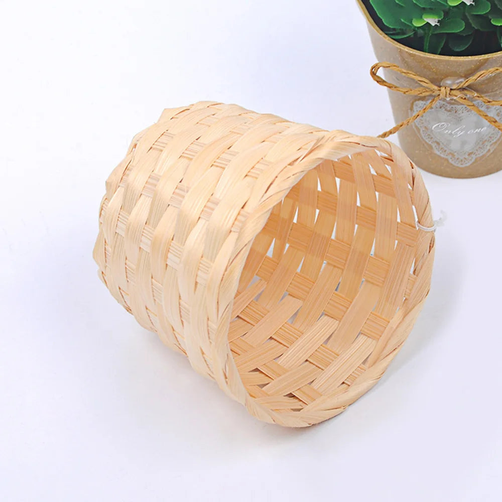 1PCs Small Basket Desktop Finishing Home Storage Bamboo Weaving Products Sundries Organizer Rattan Plant Box Wicker Basket