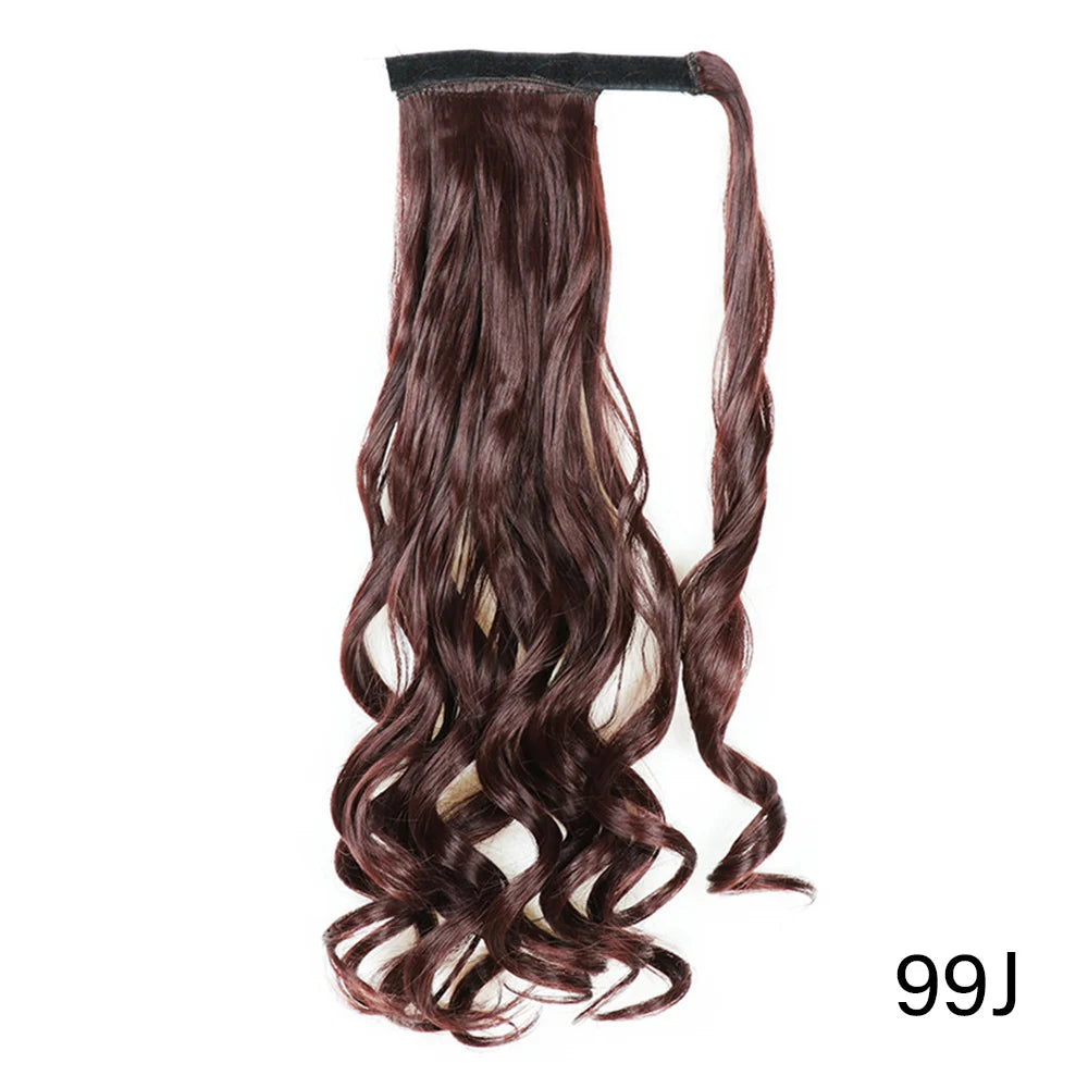 32inches Synthetic Ponytail Hair Extension Clip in Fake Wig Hairpiece Blonde Wrap Around Pigtail Long Smooth Overhead Pony Tail