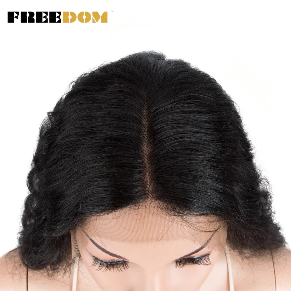 FREEDOM Synthetic Lace Front Wig Long Deep Wavy Ombre Blonde Ginger Lace Wigs For Black Women Heat Resistant Cosplay Wigs
