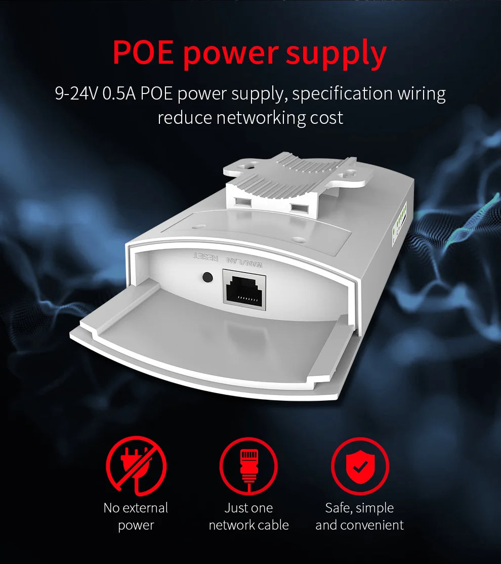 300Mbps Outdoor Bridge 2.4Ghz 15V/48V POE Power WIFI CPE 1-5KM Stable Transmission WiFi Repeater For Long Range IP Camera