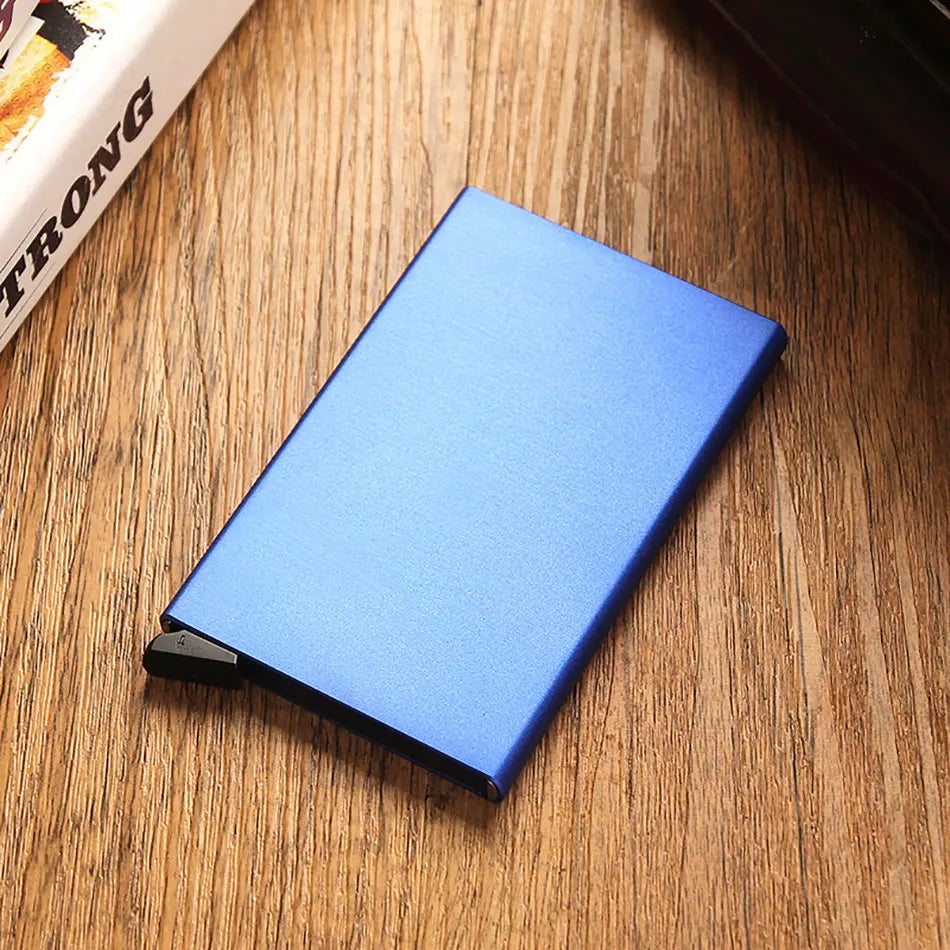 Tarjetero RFID de aluminio metálico, minibilleteras minimalistas y delgadas para hombre y mujer, tarjetero de negocios para hombre y mujer