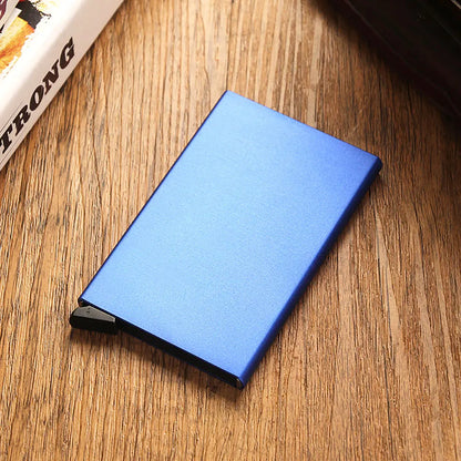 Tarjetero RFID de aluminio metálico, minibilleteras minimalistas y delgadas para hombre y mujer, tarjetero de negocios para hombre y mujer