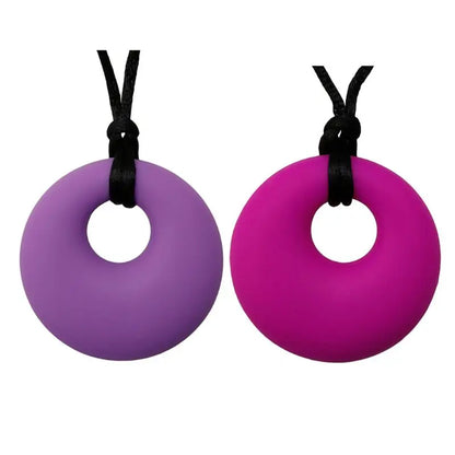 Collar sensorial para masticar, paquete de colgante de silicona para masticar, juguete de entrenamiento y desarrollo para bebés en dentición, autismo y ansiedad.