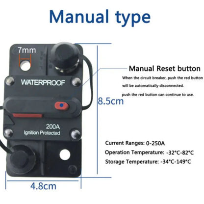 Brand 30A 40A 50A 60A 70A 80A 100A 120A 150A 200A 250A 300A AMP Circuit Breaker Fuse Reset 12-48V DC Car Boat Auto Waterproof