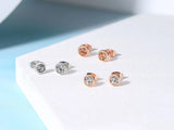 Classic Modern Cubic Zirconia Stud Earrings For Women Simple Rose Gold Color Women's Earing Accessories Fashion Jewelry E270