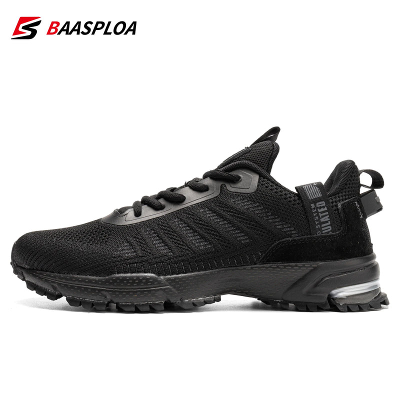 Baasploa Men Running Shoes Mesh Breathable Sport Shoes For Men Fashion Lightweight Casual Sneakers Non-Slip Lace Up Plus Size 50