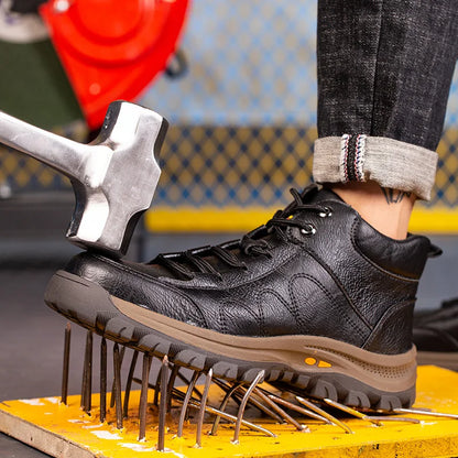 Botas de seguridad de cuero 2023, impermeables, antideslizantes, cómodas, suaves y seguras para el trabajo, ligeras y transpirables.