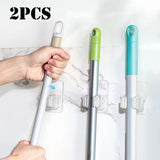 Heavy Duty Wall Mount Mop Ganchos, Vassoura Titular, auto-adesivo, utilitário Hanger, Mop Vassoura Organizador, Casa, Cozinha, Armazenamento do jardim, 1 Pc, 2Pcs