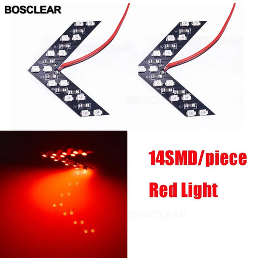 2 Pcs/lot 14 SMD LED Arrow Panel For Car Rear View Mirror Indicator Turn Signal Light Car LED Rearview Mirror Light BOSCLEAR