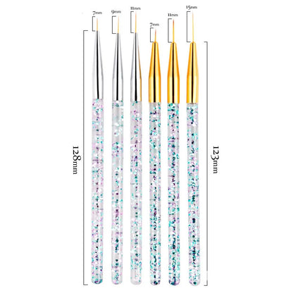 3Pcs Acrylic French Stripe Nail Art Liner Brush Set Ultra-thin Line Drawing Pen UV Gel Manicure Painting Brush