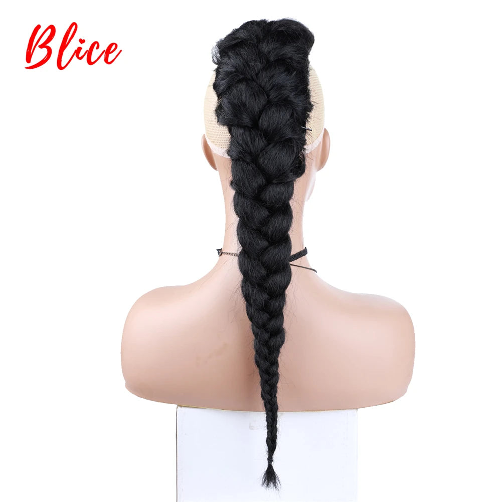 Rabo de cabelo com trança 75cm textura afro kinky straight
