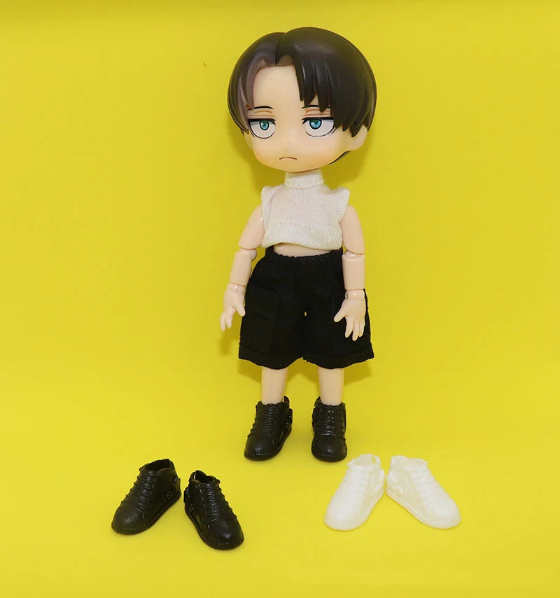 HOUZIWA White Black OB11 Doll Shoes Plastic