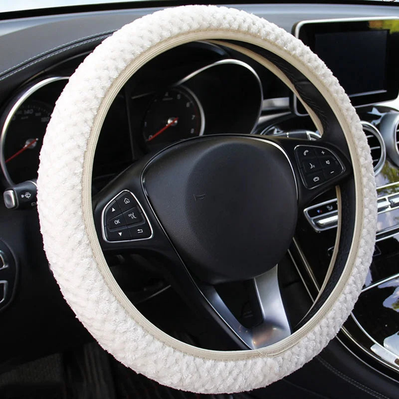 Universal 37-39cm Pink Steering Wheel Cover Warm Plush Steering Wheel Cover For Winter Anti-slip Car Accessories Interior Parts
