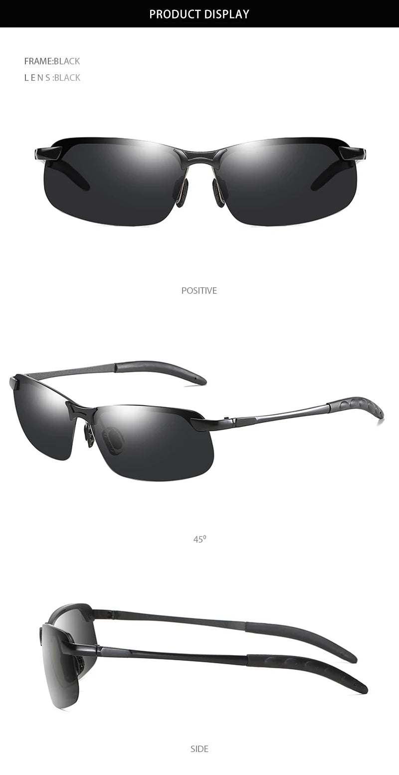 Fashion Half Frame Photochromic Sunglasses Men Women Classic Chamelon Polarized Sun Glasses Male Vintage Fishing Driving Shades