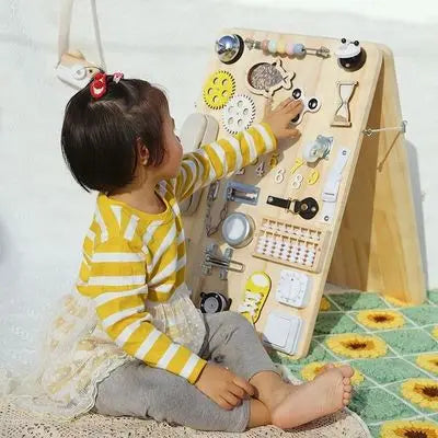 Busy Board DIY Montessori Toys Lock Mobile Children Wood Chips Skill Training Parent-Child Game Puzzle Intelligence Development