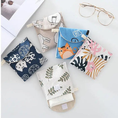 Women Cosmetic Organizer Sanitary Napkin Storage Bag Girls Ladies Cute Coin Card Makeup Storage Pouch Small Cosmetic Bags