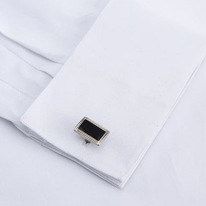 Camisa de vestir clásica para hombre, color liso, con puños franceses, cierre frontal, estilo formal, de negocios, corte estándar, manga larga, para oficina y trabajo, color blanco