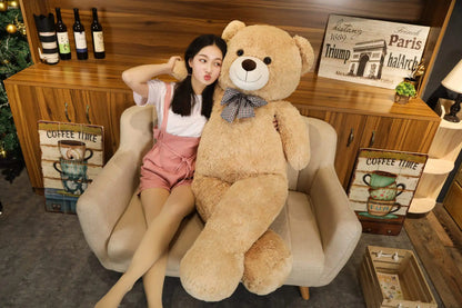 Oso de peluche gigante de 105 cm, suave, blanco, rosa y marrón, almohada súper grande para abrazar, regalo de cumpleaños para niños.