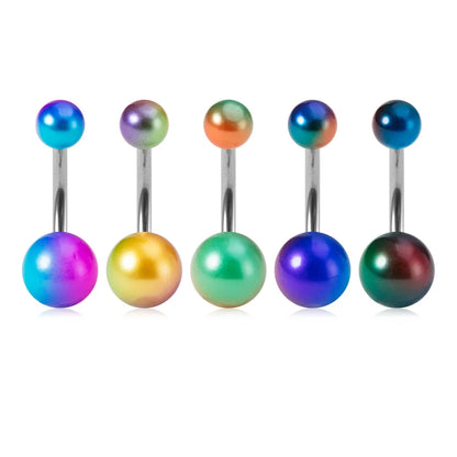 5Pcs 14G Navel Piercing Jewelry Set Sexy Colorful Acrylic Belly Piercing for Women 316L Surgical Steel Bar Belly Button Rings