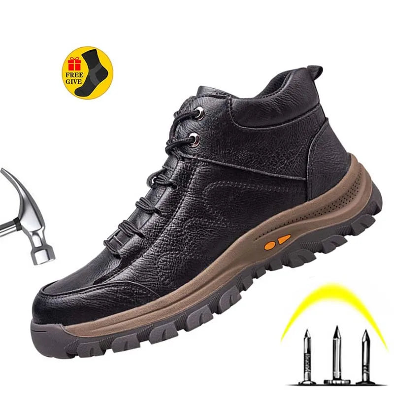 Botas de seguridad de cuero 2023, impermeables, antideslizantes, cómodas, suaves y seguras para el trabajo, ligeras y transpirables.