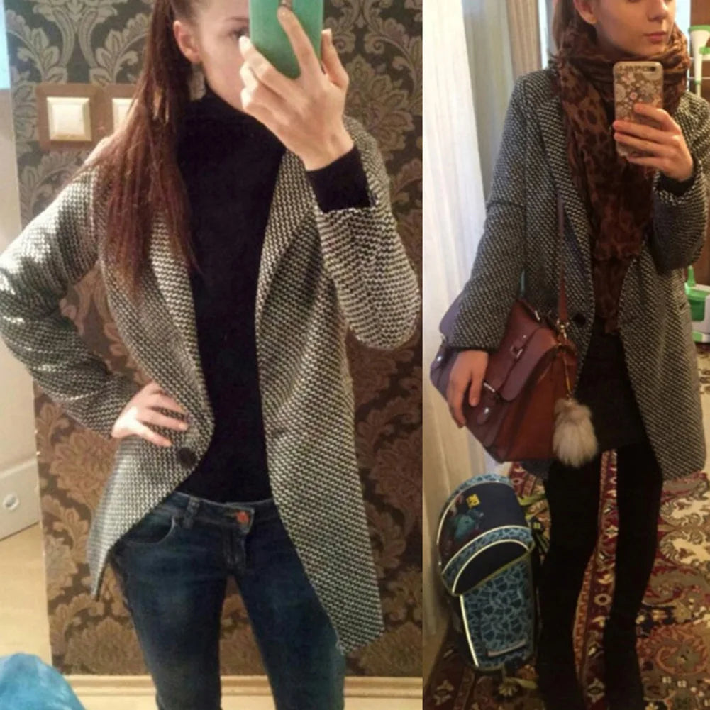 HOT!! Autumn Winter Women Coat Slim Fits Cardigan Warm Thicken Woolen Midi Coat warm woolen coat women long coat winter