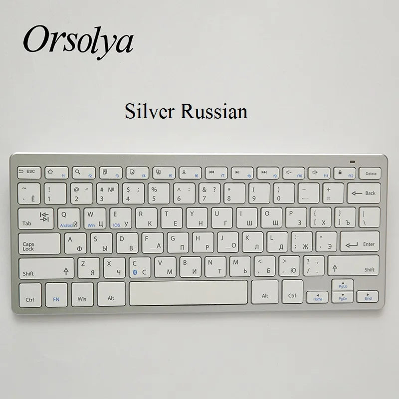 Bluetooth Keyboard Mini Ultra Thin Portable Wireless Keyboard Spanish Russian Layout for Tablet/iPad/Laptop/Phone