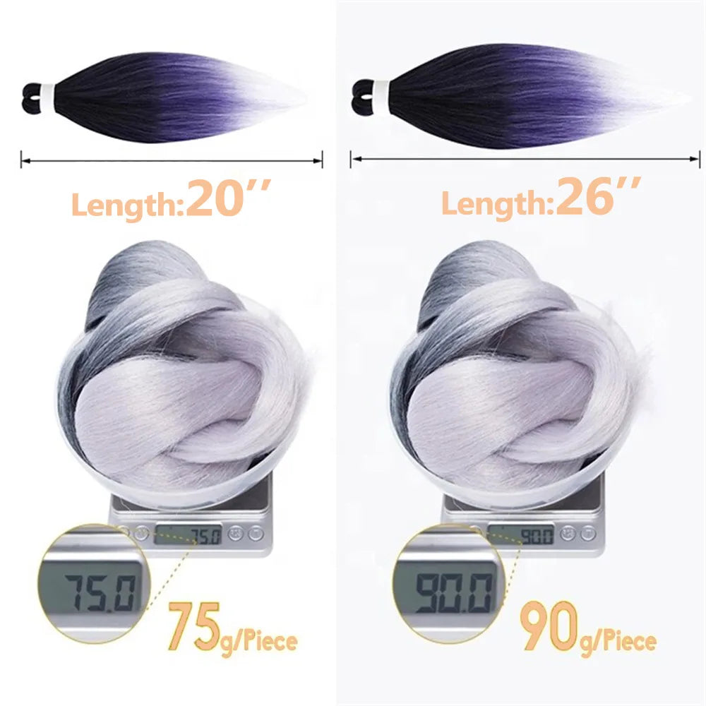 Long Easy Jumbo Tranças Extensões de cabelo sintético, Kanekalon para Crochet, Yaki Straight Trança, Box Cabelo Trançado, 20 ", 26", 30"