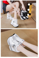 Fashion White Sneakers Women's High Platform Casual Shoes Height Increasi Leathe Shoes 10 CM Thick Sole Trainers Tennis Sports