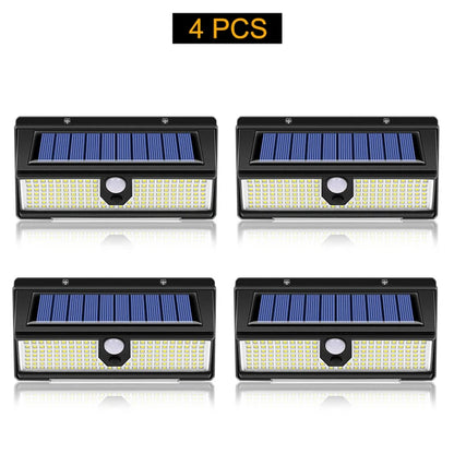 Solar LED Outdoor Light with 4 Working Mode, Garden Decoration, Motion Sensor, Wall Lamps, IP65 Waterproof, 190LED 