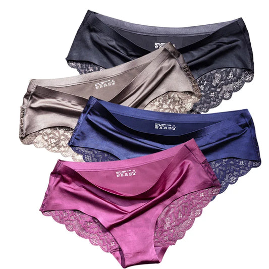 TEXIWAS 4pcs/lot Lace Panties Women Seamless Ladies Underwear Lace Briefs Sexy Panties for Women Comfort Lingerie Plus Size