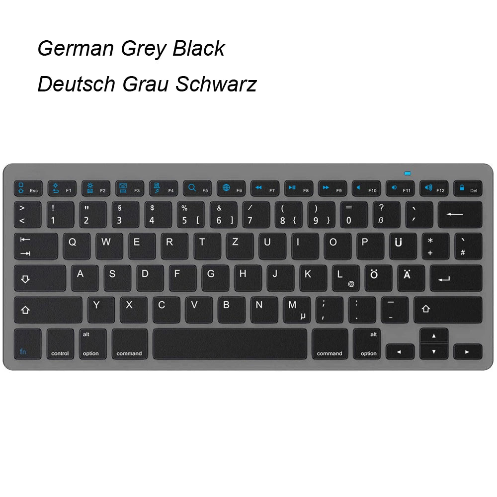 Russian Spanish French German Hebrew Brazil-Portuguese Ultra Slim Universal Wireless Bluetooth Keyboard for iOS Android Win