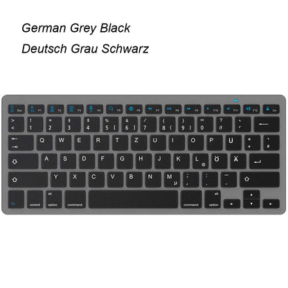 Russian Spanish French German Hebrew Brazil-Portuguese Ultra Slim Universal Wireless Bluetooth Keyboard for iOS Android Win