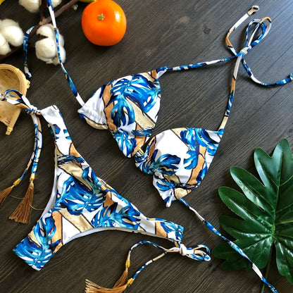 2021 Sexy Bikini Set 2 piece Hot Stamp Sport Swimwear Women Beachwear Push-Up Padded Swimsuit Bodysuit Exquisite Bather