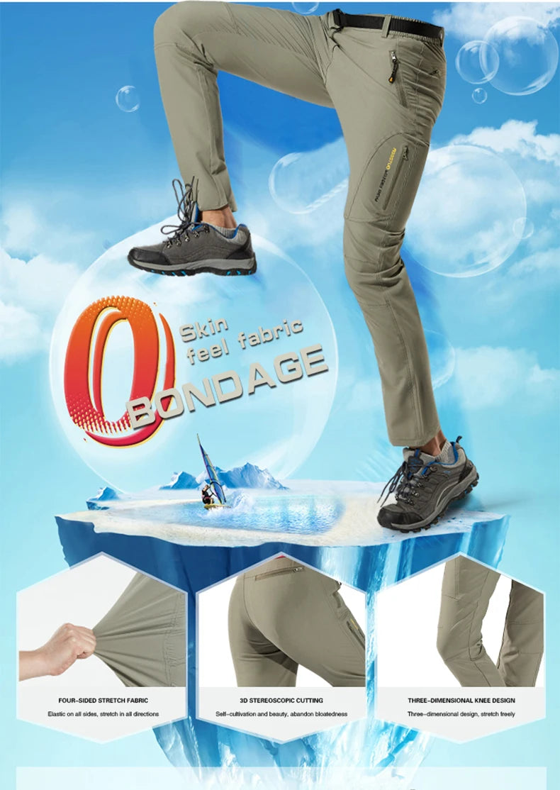LNGXO Hiking Pants Men Quick Dry Trekking Camping Climbing Running Outdoor Rain Pants Stretch Breathable Elasticity Trousers Men