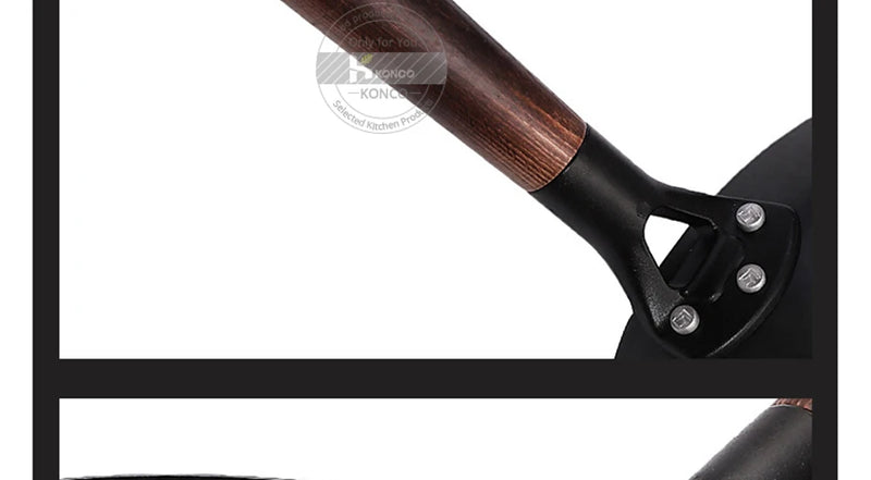 Konco Pure Iron wok cast iron pan Non-coated Pot General use for Gas and Induction Cooker 32cm Chinese Wok Cookware Pan