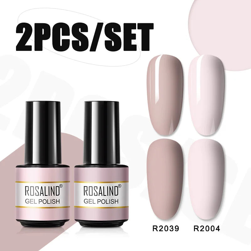 ROSALIND Nail Gel Manicure Set Hybrid Varnish Kit For Nails Art UV Lamp Semi Permanent Nail Gel Polish Set With Good Pack